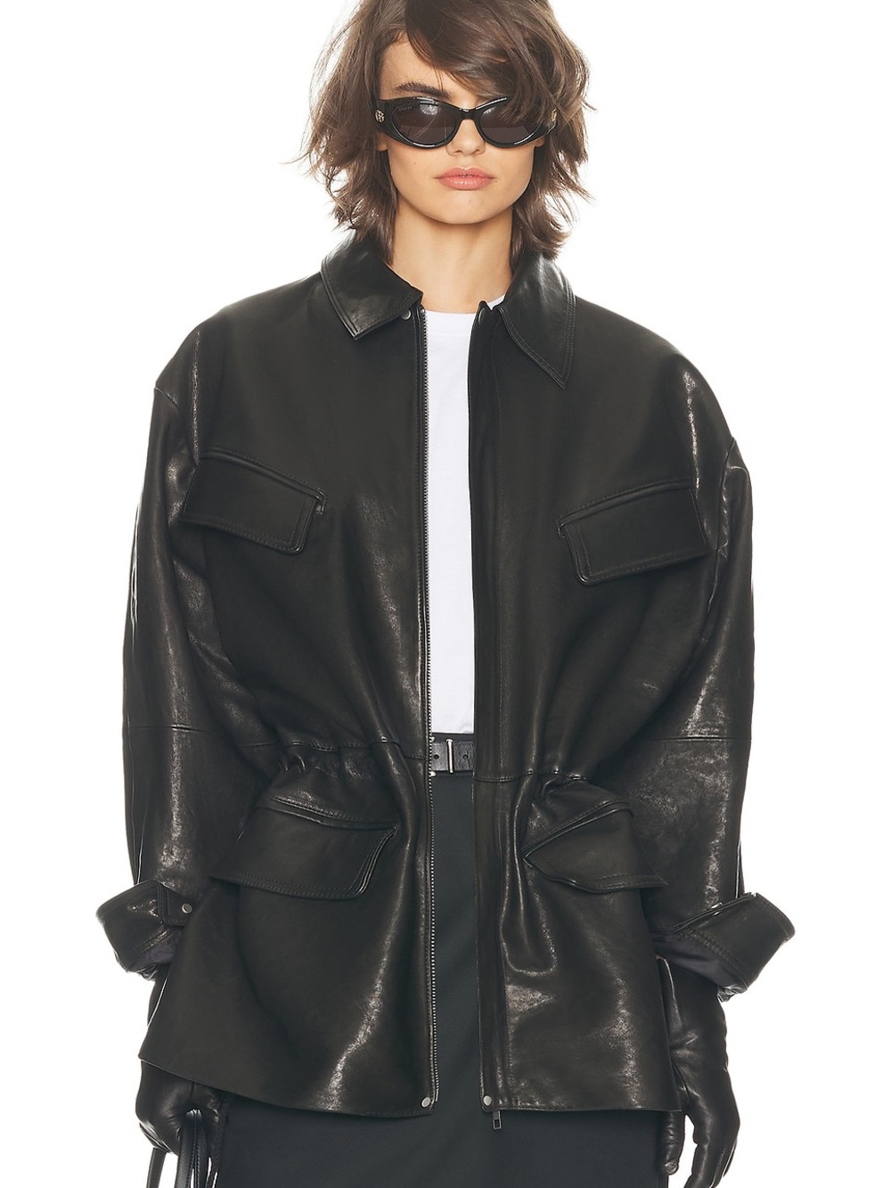 Helsa The Peplum Leather Moto Jacket Black Lamb Leather Size S NWT $998